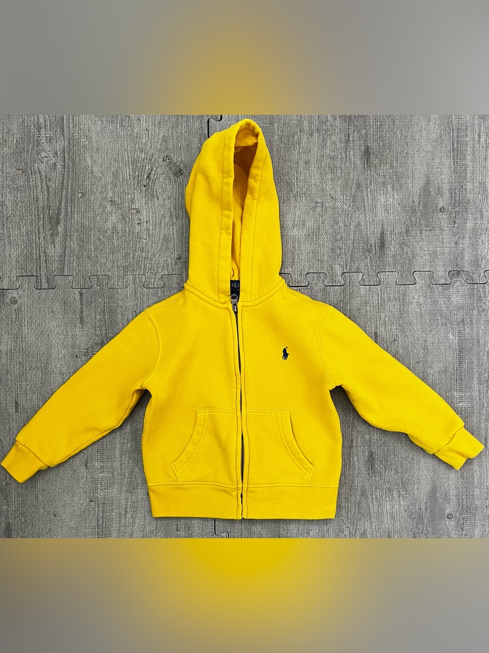Polo Ralph Lauren Kids Yellow Full Zip Hoodie Logo Fleece Pockets Size 3T